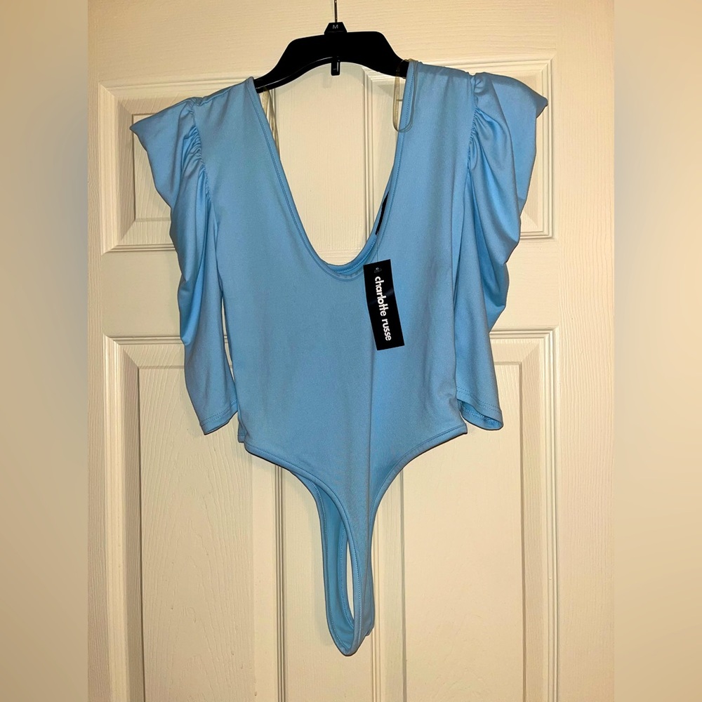 Women’s Charlotte Russe Puff Sleeve Bodysuit- size Small - **NEVER WORN**